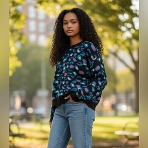 Joe Boxer Animal Cheetah Print Sweater Top  Wool Poly Mix  XL NEW